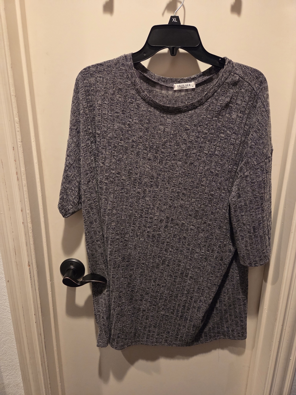 Eloquii Heather Gray Ribbed Short-Sleeve Crew Neck Sweater And Shorts